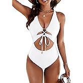 Blooming Jelly Womens Sexy One Piece Swimsuit Cut Out Slimming Bathing Suit V Neck Crisscross Back Swimwear