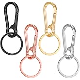 Xelsluthe 4 PCS Metal Keychain, Key Chain Ring, Sturdy Carabiner Key Ring Holder with Easy Press Hook in Gold Silver Black Rose Gold Colors