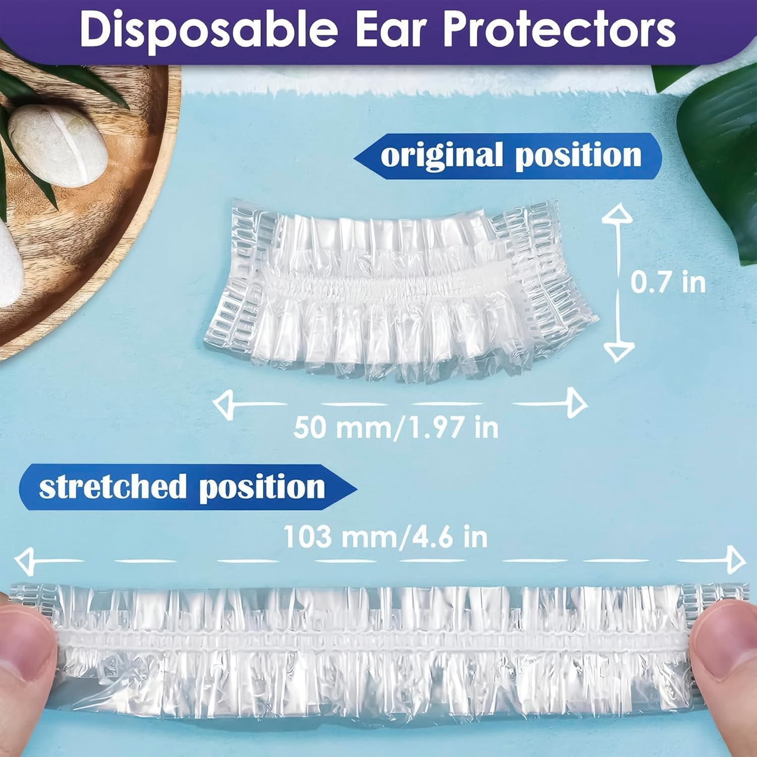 200 Pcs Disposable Ear Covers for Shower Waterproof - Ear Shower Caps for Adults Ear Caps for Shower Ear Covers for Hair Dye Plastic Ear Covers for Showering - Disposable Ear Protectors for Water