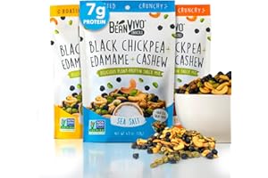 BeanVIVO Healthy Snacks for Adults & Kids with 7g Protein & 5g Fiber per Serving with Dried Edamame, Roasted Cashew and Chickpeas - Vegan & Gluten Free - Keto Friendly & Non-GMO - 3-Pack (4.5 oz Each Pouch)