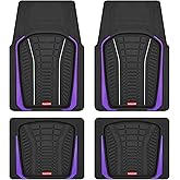Rubbermaid Car Floor Mats Full Set – Premium All-Weather Car Mat with Brushed Aluminum Inserts, Universal Trim-to-Fit Design, Anti-Slip Backing for Cars, SUVs, Trucks, and Vans