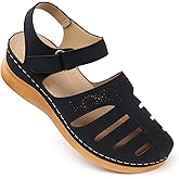 SHIBEVER Closed Toe Sandals Women: Summer Dressy Wedge Sandal - Fisherman Comfortable Hollow Out Sandals