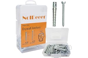 Noideeer 20Sets 8x60mm Drywall Anchors and Screw Kit,Galvanized Tree Shaped Set for Concrete Wall, Wooden Wall, Hollow-Wall, Plaster.