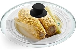 Godinger Microwave Plate Cover Lid with Easy Grip Handle, Safe Tempered Glass, Microwave Food Cover, Splatter Cover Guard