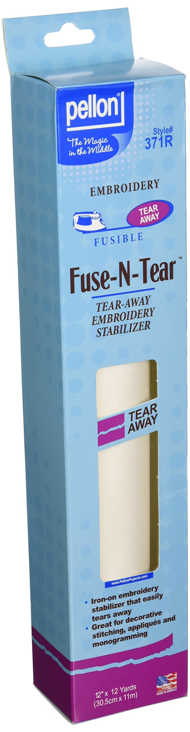Pellon Fuse-N Tear Away Embroidery Stabilizer, 12 x 12yd, Beige