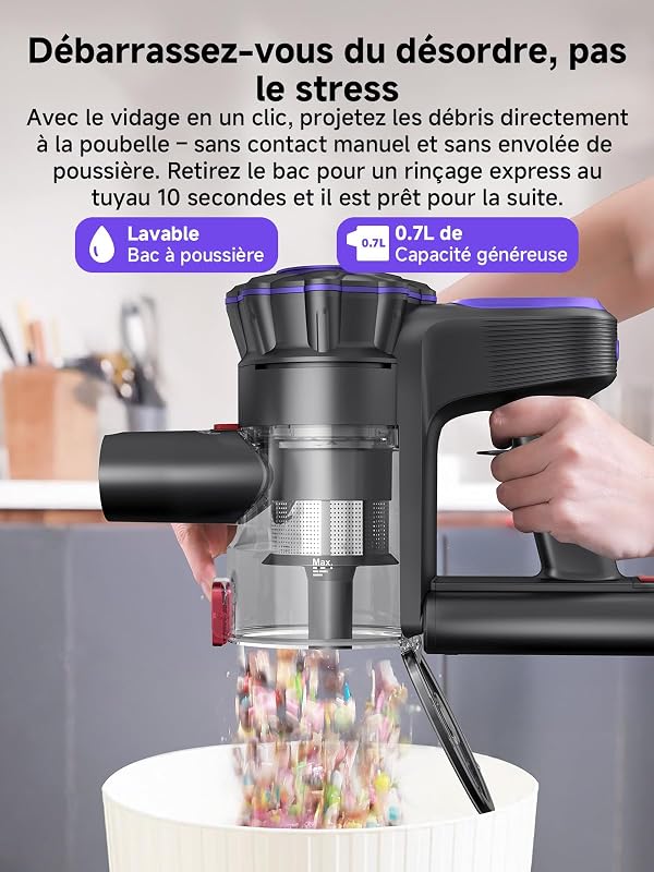 Aspirateur Balai sans Fil, Léger et Puissant, GreenEye, 45KPa/50Min