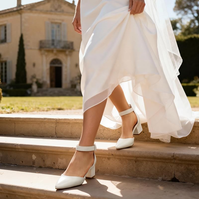 Zapatos Tacón Ancho Mujer,Blanco/PU,35