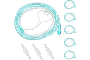 AHHALFFY 5 Pack Nasal Cannula For Oxygen Concentrator 7 ft Super Soft Oxygen Cannula Adult Oxygen Nose Tubing - High Flow, Kink Resistant, Highly Visible, Lightweight Tubing with 3 Pack Oxygen Tubing Connector