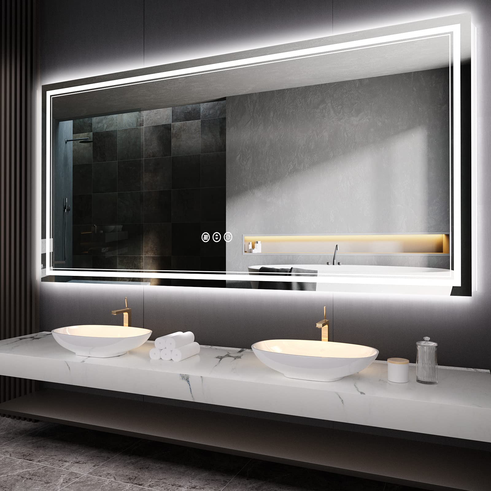 ISTRIPMF 72x36 Inch LED Bathroom Mirror, Backlit