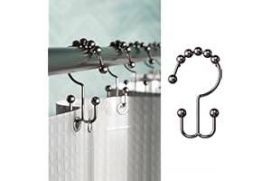 Maytex Rust-Resistant Metal Double Roller Glide Shower Hooks, Set of 12, Oil Rubbed Bronze