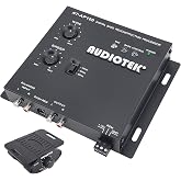 Audiotek AT-AP100 Digital Bass Processor - 1/2 DIN Sound Restoration &amp; Crossover for Car Subwoofers, Remote Bass Knob Input, 15V RMS Input, 13.5V Peak Output