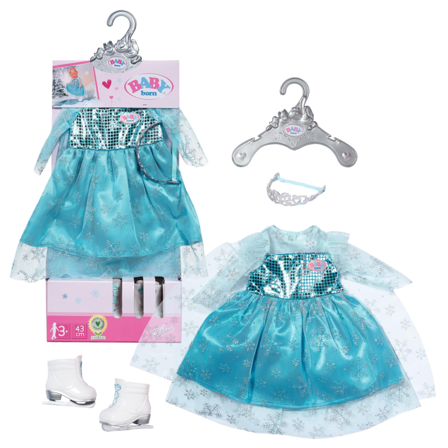 BABY born Princess On Ice Set 43cm - Toy for Kids - Easy for Small Hands, Creative Play Promotes Empathy & Social Skills, For Toddlers 3 Years & Up - Includes dress, tiara and ice skates