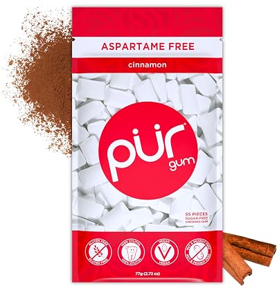 PUR Gum Sugar Free Cinnamon Xylitol Vegan Gluten Free 55 Pieces