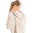 Konssy Muslin Nursing Cover for Baby Breastfeeding, Breathable 100% Cotton Breastfeeding Cover with Rigid Hoop for Mother Nursing Apron, Multi-use Carseat Canopy (Sun)