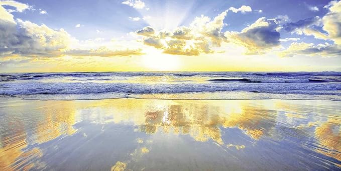 Artland Qualitätsbilder I Glasbilder Deko Glas Bilder 100 x 50 cm Landschaften Himmel Foto Blau D8QT Sonnenaufgang über dem O