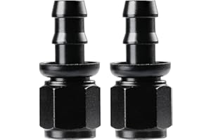 Ucreative 6AN Straight Push Lock Hose Fitting End Black 2PCS