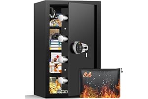 GHJGAGE 7.0 Cuft Large Fireproof Safe Box, Home Safes Water and Fireproof, Security Box with Digital Keypad, 3 Removable Shelves, Smart Alert and Sensor Light, Safes for Money Jewelry Valuables