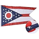 VICDRIA Ohio State Flag 3x5 Ft, Deluxe Embroidered Heavy Duty Polyester Durable OH Outside Flag, Indoor/Outdoor with Sewn Stripes and Brass Grommets