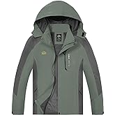 TEZO Mens Rain Jacket Waterproof with Hooded Hiking Coat Lightweight Windbreaker
