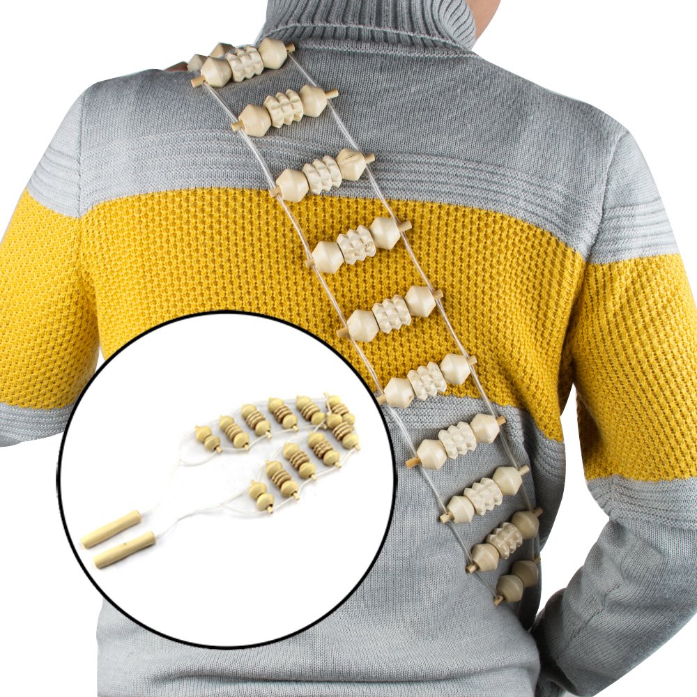 Enshey Back Massager Body Wooden Roller Massager Waist Roller Massager for Pain Relief Stress Relief Promote Blood Circulation