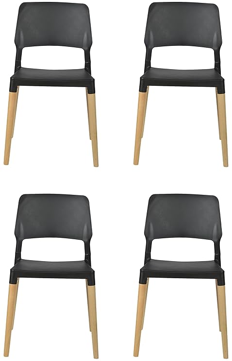 FABERGE Contemporary Dining Chairs (Set of 4, Black)