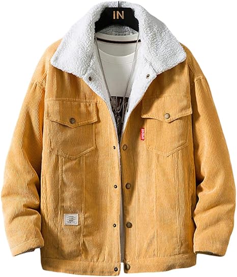 Amazon Shuming メンズ コート 裏ボア ゆったり コーデュロイ ジャケット 中綿入り 防寒 あったか アウター カジュアル 無地 おしゃれ ボアジャケット 大きいサイズ 秋 冬 コート ジャケット 通販
