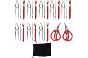 Eeneme 27 Pieces Seafood Tool Set Zinc Alloy Crab Cracker Plastic Lobster Shells Stainless Steel Crab Leg Fork Seafood Scisso