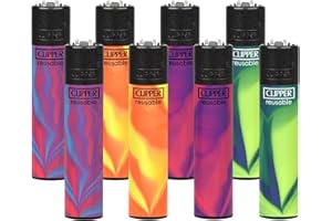 Clipper - Classic Large Reusable Lighter - Iconic Premium Refillable Lighters Bulk Pack - Replace Butane, Flint, and Spark Wheel for Unlimited Lights - 8 Pack - Nebula Mix