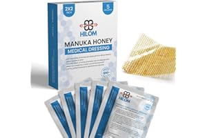 Hilom Medical Grade Manuka Honey Gauze Dressing 2 inch x 2 inch (5 Pack - Non-Adherent) | First Aid for Minor Wounds Such as Cuts or Advanced Wound Care of Bed Sores, Burns, or Lacerations