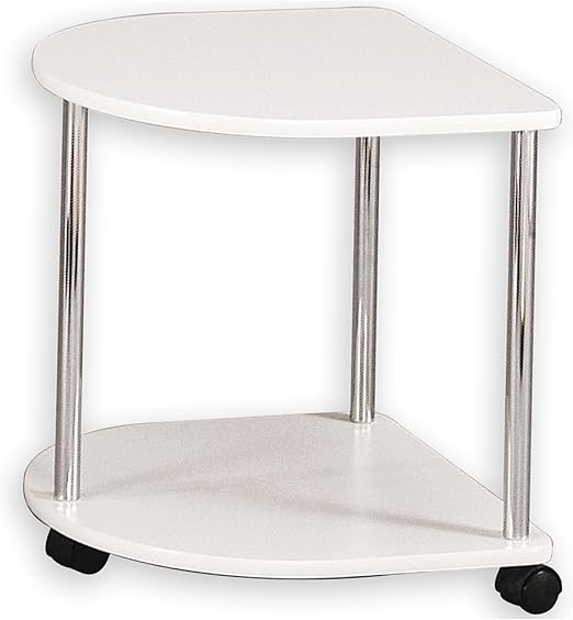 Idimex Couchtisch Felina Beistelltisch Wohnzimmertisch Tisch Rund Mit Rollen Und 2 Ablagen In Weiss Amazon De Kuche Haushalt