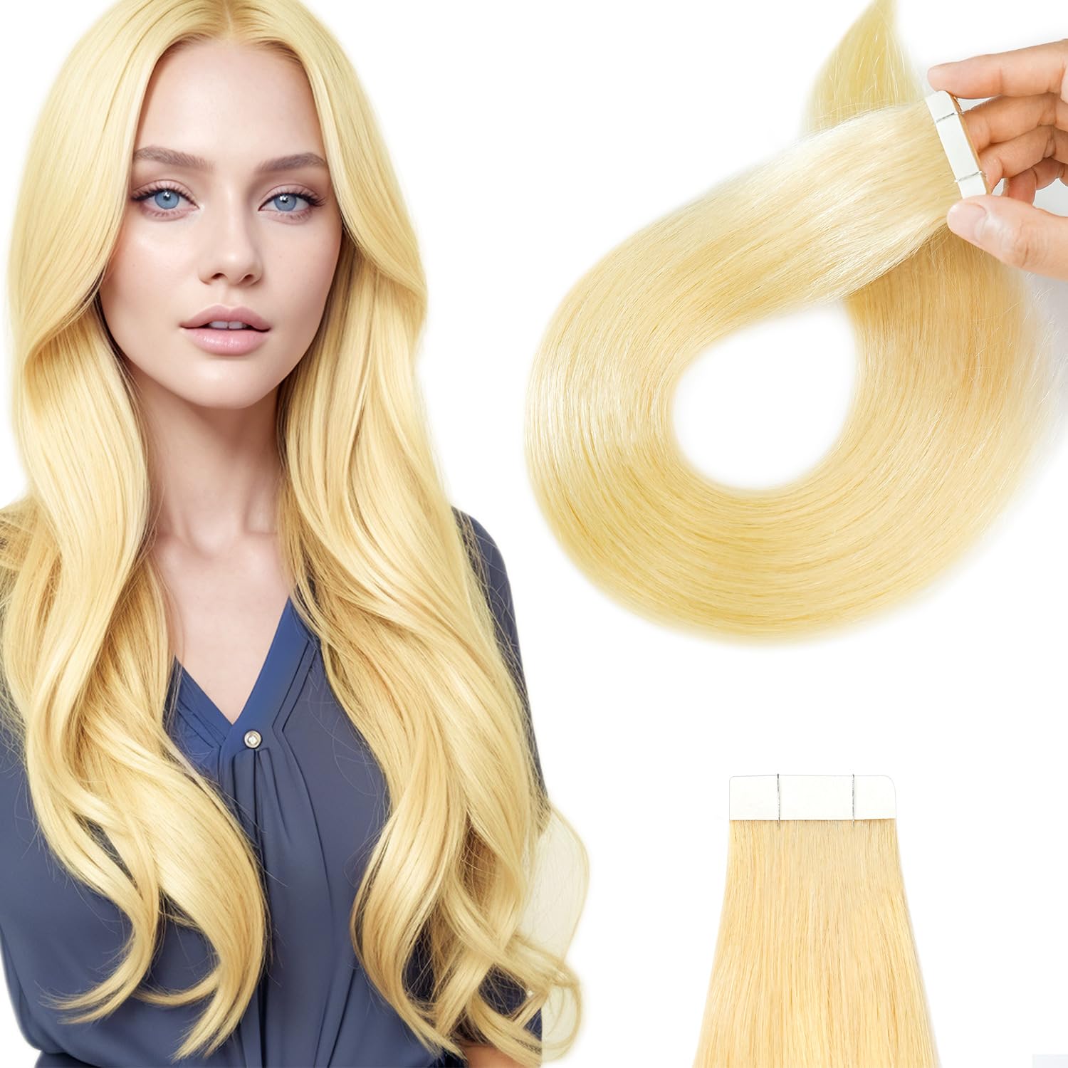 Qingliang Remy Hair Extensions - Tape in Human Hair, 18 inches, 20pcs, 50g/pack, Invisible, Straight, Seamless, Skin Weft โ image 1