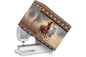 Luarisgur Horse Sewing Machine Cover Foldable Sewing Machine Dust Cover with Storage Pocket Pattren Soft Sewing Machine Protector Cover with Storage Pocket and Carrying Handle