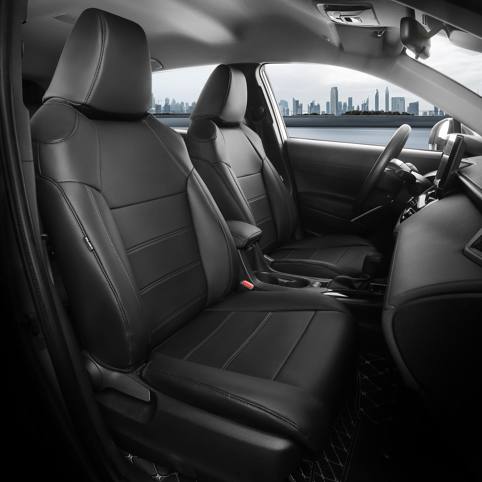 Photo 1 of FREESOO for Toyota Corolla Cross Seat Covers L LE XLE 2021 2022 2023 2024 2025 2026, Custom Car Seat Covers Full Set, Leather Seat Covers for SUV, Waterproof Car Seat Cover, Black Not for Hybrid