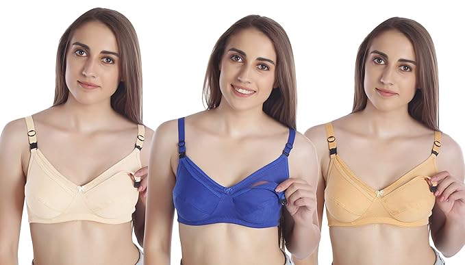 Seamed Breastfeeding Nursing Maternity Bra for Women's Combo (Pack of 3)
