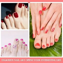 SILPECWEE Toe Nail Stickers Full Nail Wraps Red