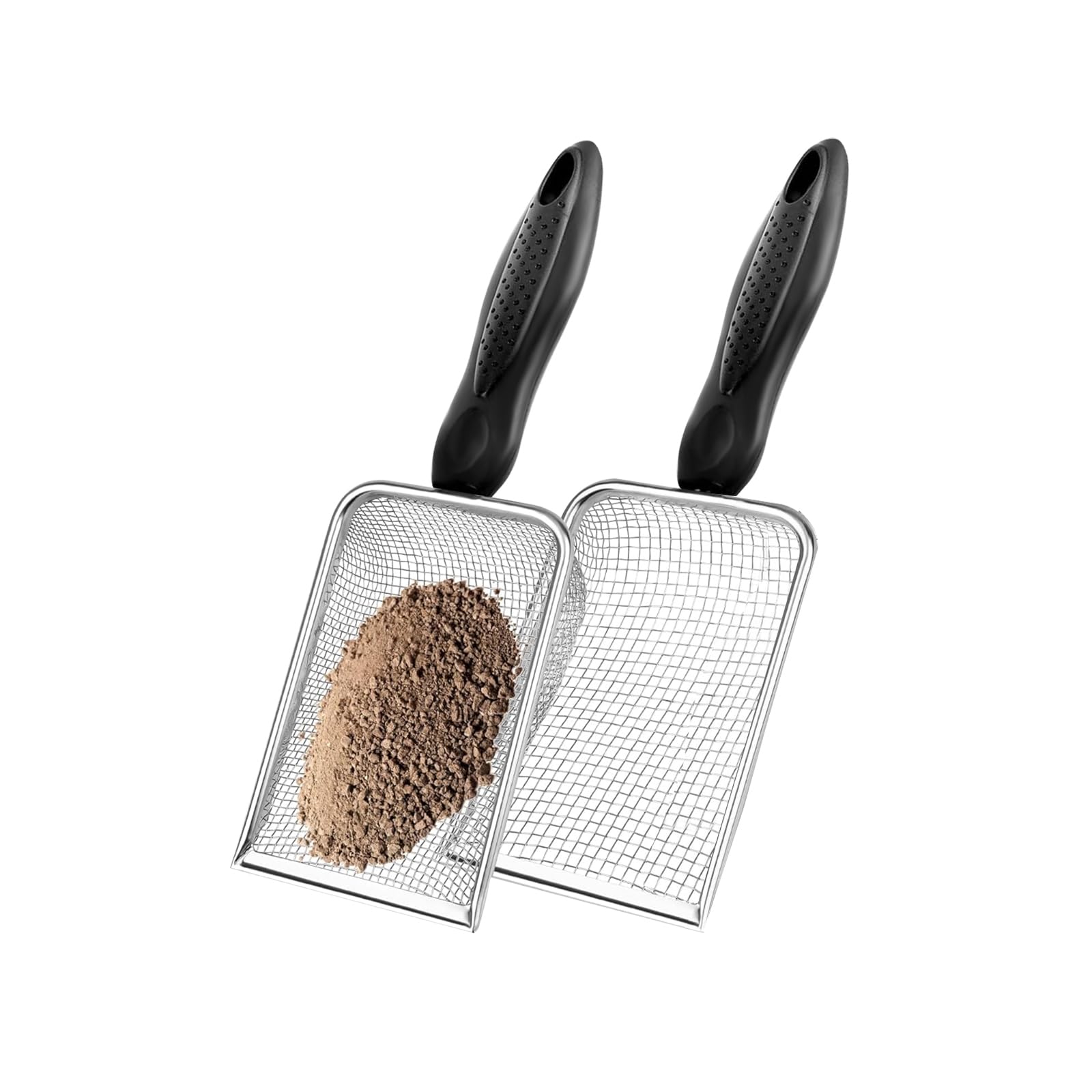 Photo 1 of 2 Pcs Gardening Soil Sifter, Handheld Shovel, Shape Garden Sieve Sifter with Handle (3.8mm and 5mm Mesh), Portable Gardening Sifter for Gradening Sand Soil Dirt Compost (2 Set)