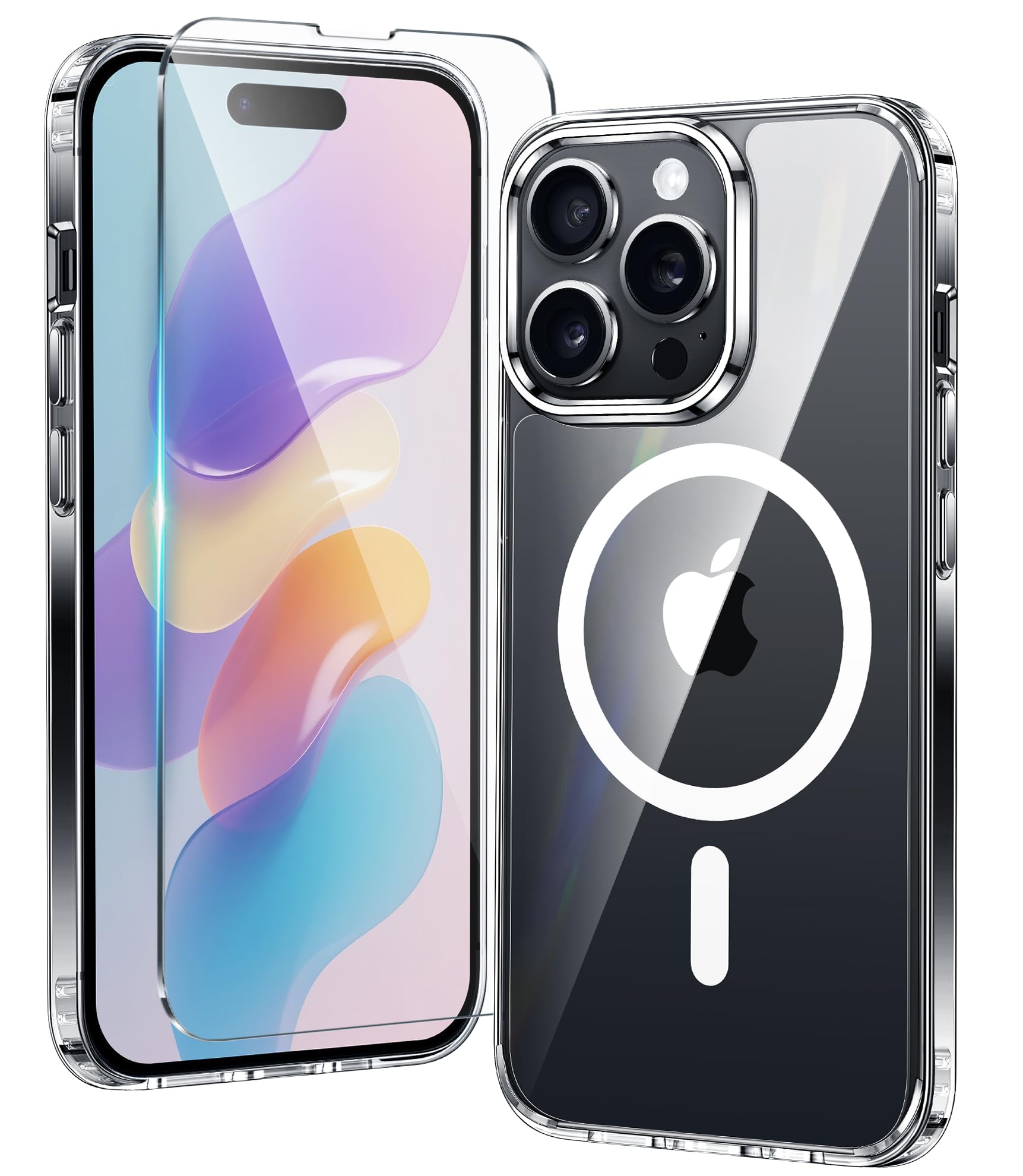 Photo 1 of FNTCASE for iPhone 14 Pro Case: for iPhone 13 Pro Case Clear Magnetic Drop Protective Slim Cases | Transparent Shockproof Thin Anti-Yellowing Cover & Shatterproof Rugged Hard Crystal TPU Phonecase