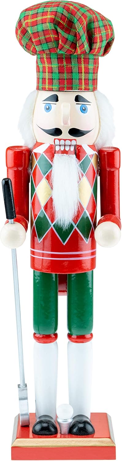 Nutcrackers - Clever Creations Golfer 15 Inch Traditional Wooden Nutcracker, Festive Christmas Décor for Shelves and Tables