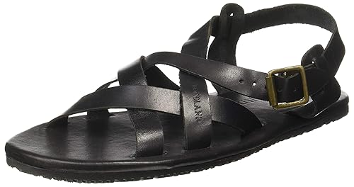 woodland black leather sandals
