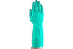 Ansell Sol-Vex 37-155 Nitrile Glove, Chemical Resistant, Straight Cuff, 13" Length, 15 mils Thick, (Pack of 12 Pairs)