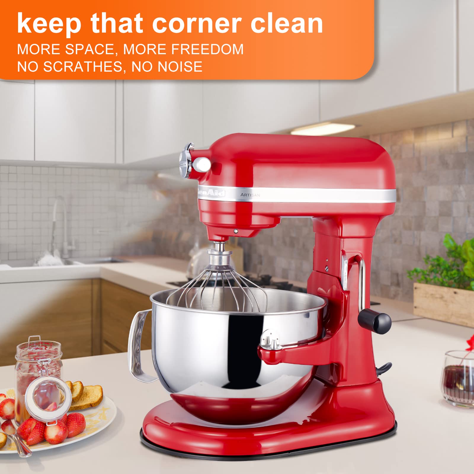 Mixer Mat Slider for KitchenAid 5-8 Qt Tilt Head Stand Mixer - Bamboo Kitchen Appliance Sliding Tray Mixer Mover Slider Board Compatible with Kitchen aid 5-8 Qt Stand Mixer, KitchenAid Artisan