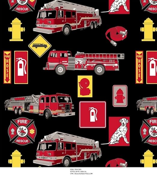 Fire Trucks Fleece Fabric 479