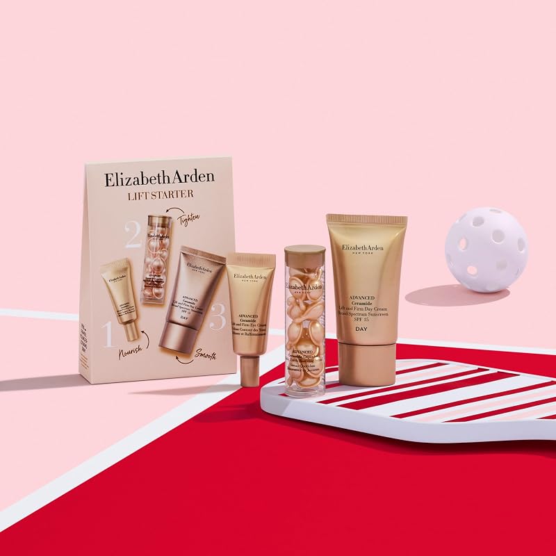 - Kit de 3 peças Lift Starter, cápsulas Advanced Ceramide Sérum, Creme de Dia Lift and Firm SPF 15 e Creme para os Olhos, Kit de Cuidados de Pele Anti-Idade Adaptado à Viagem