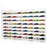 for 64 Slot 1/64 Scale Matchbox Wheels Toy Car Display Case Holds 64 Toy Cars Hot Storage Wall-Mounted Acrylic Organizer Stackable Clear Dustproof Display Box Container Shelf for Collectors - 8 Pack