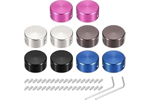 MECCANIXITY 10 Pcs Footswitch Toppers Guitar Pedal Button Caps Metal Footswitch Top Cover 3/8" Multi-Color for Guitar Effects