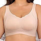 Fittingirls Scalloped Edge Wire-Free Bra Seamless Full Coverage Support Padded Cups Flexible for Multi-Scenario Wear