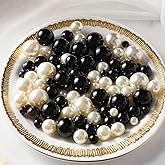 PNJHDZ 200 Pcs Vase Filler Beads Black and White Pearl Beads for Vase No Hole Pearls for Centerpieces Vases DIY Home Table Party Decor DIY Wedding 8/14/20mm