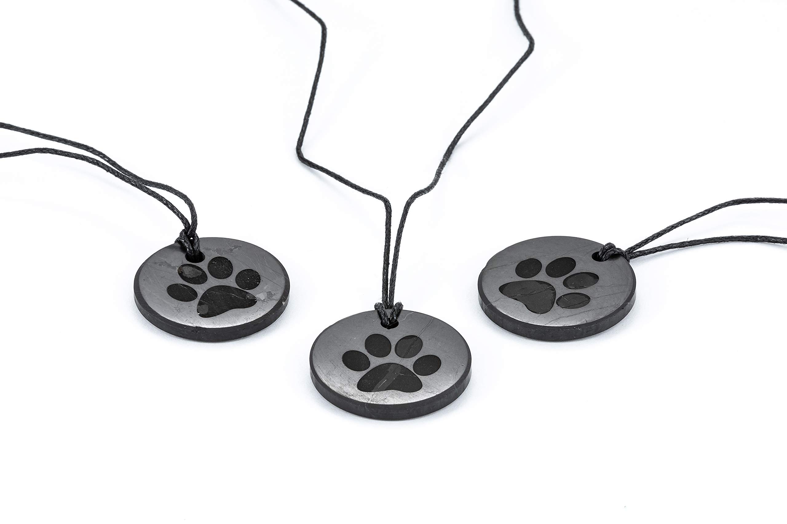 SN NATURSTEIN UG Precious stone shungite directly from Karelia: 3 x pendants Paw 30 mm