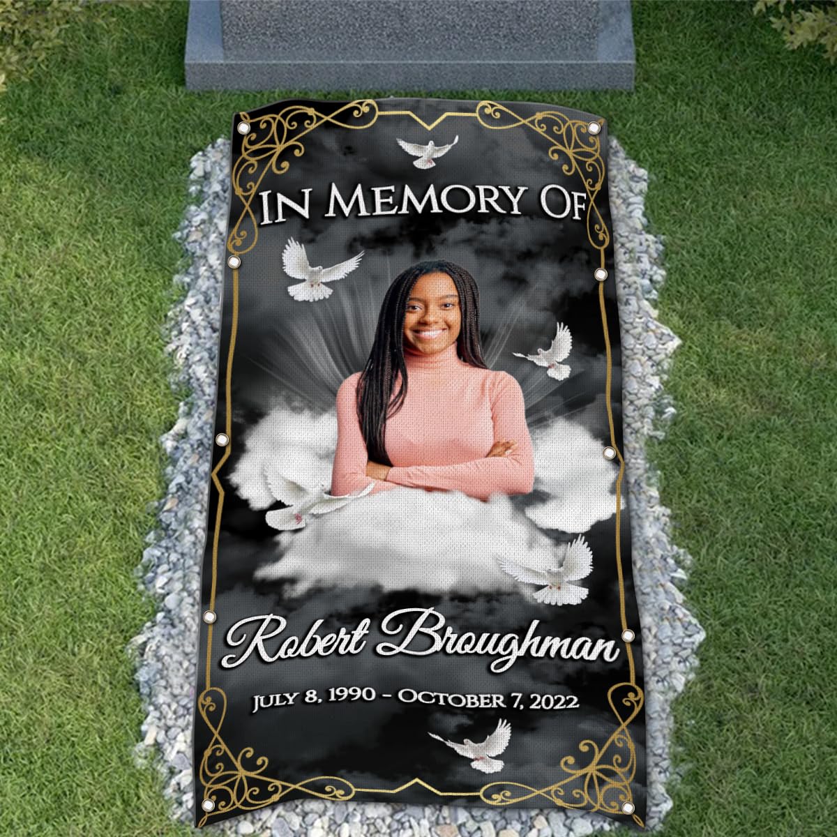 44memory Custom Memorial Grave Blanket Photo
