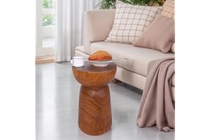 Athaliah 19.25”H Wood Side Table – Natural Wooden End Table, Round Wood Accent Table for Living Room, Patio, Garden, Balcony, or Home Decor
